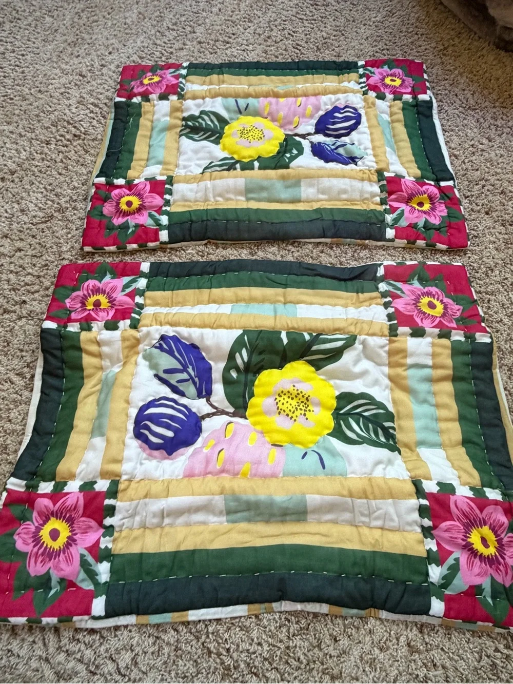 NWT new Anthropologie cotton voile quilted standard pillow shams Lannie tropical